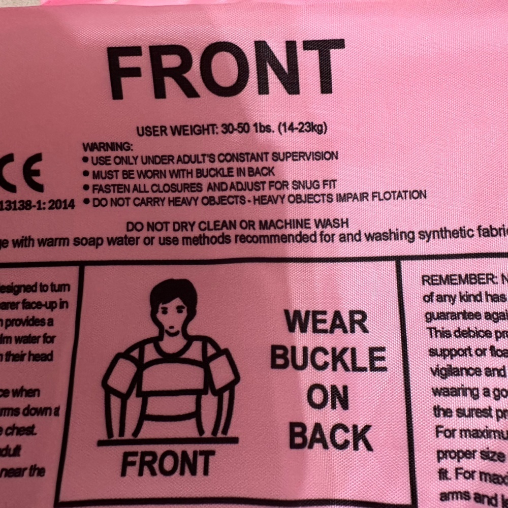 Pink Inflatable Life Vest - Picture 2 of 3